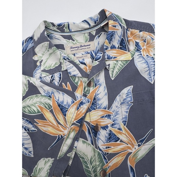Tommy Bahama Heritage Tortola 100% Silk Camp Hawaiian‎ Shirt Men's Large S/S - Picture 1 of 11